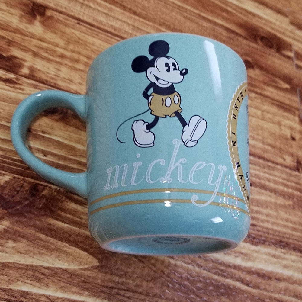 Disney Store Mickey Mouse Minnie Aqua Teal Blue Mug Ceramic Small